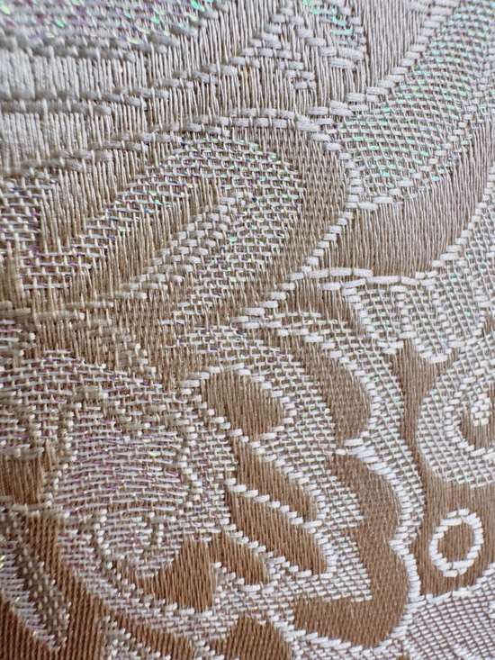 Victor Costa Feather Trim Brocade Jacket Ivory Champagne Embellished Size 8 - Picture 6 of 8